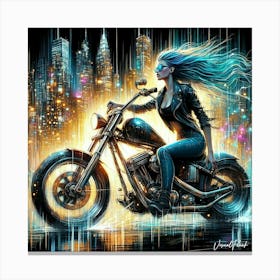 Neon Bike Rider Canvas Print
