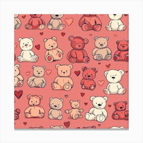 Teddy Bears Seamless Pattern 1 Canvas Print