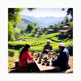 A Tea Session In One Of The Rural Villages And Its Beauty By Nature And The Simplicity Of Living Of Canvas Print