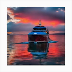 Sunset On A Boat 3 Canvas Print