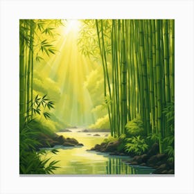 A Stream In A Bamboo Forest At Sun Rise Square Composition 175 Canvas Print