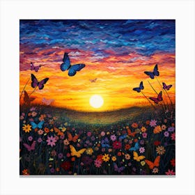Sunset With Butterflies 2 Canvas Print