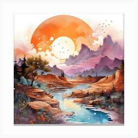 Vibrant Horizons Abstract Landscape Art Canvas Print