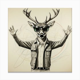 Deer In Sunglasses 14 Canvas Print