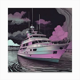 Yacht At Night 4 Canvas Print