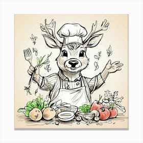 Chef Deer 18 Canvas Print