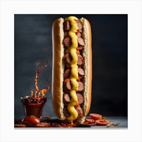 Hot Dog With Mustard Canvas Print