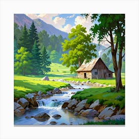 Cabin In The Mountains 5 Canvas Print