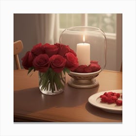Romantic table for Valentine's Day Canvas Print