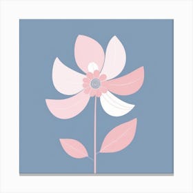 A White And Pink Flower In Minimalist Style Square Composition 617 Canvas Print