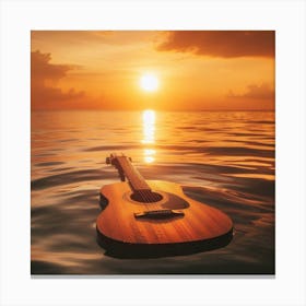 Swimmingpool Guitar in sunset Canvas Print