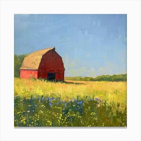 Red Barn In The Field Canvas Print