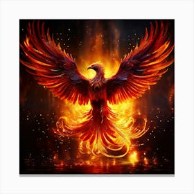 A Majestic Phoenix Soaring Through The Crimson Skies Of The Enchanted Aetheria Canvas Print