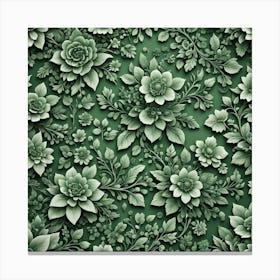 Green Floral Wallpaper Canvas Print