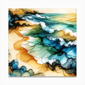 Alcohol Ink Sandy Beach and Surf 2 Canvas Print