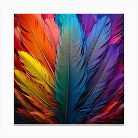 Firefly Multicolored, Feather, Bird, Blue, Yellow, Red, Purple, Pink, Green, Vibrant, Colorful, Intr Canvas Print