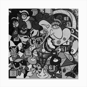 Abstract Figurative / Black & White / Zodiac Sign Libra / 40x40cm Canvas Print