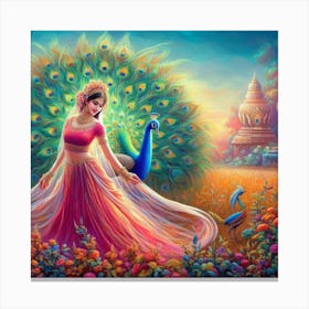 Indian Peacock Painting Canvas Print