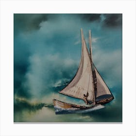 Living Room Wall Art, Sail Boat, Sailing in the Sky, Nature Decor Canvas Print