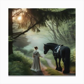 Lady And A Horse Canvas Print