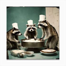 Raccoon Bakers Canvas Print