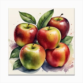 Watercolor Apple Painting Canvas Print