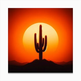 Sunset With Cactus Canvas Print