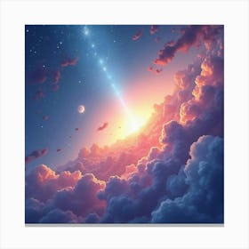 Celestial Watercolor With Gentle Cosmic Light 1 Canvas Print