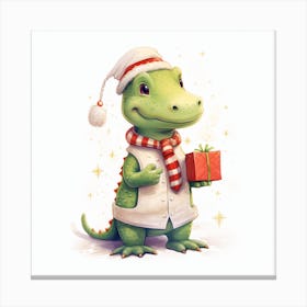 Dinosaur Santa Canvas Print