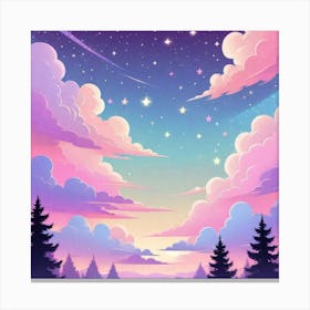 Sky With Twinkling Stars In Pastel Colors Square Composition 21 Canvas Print