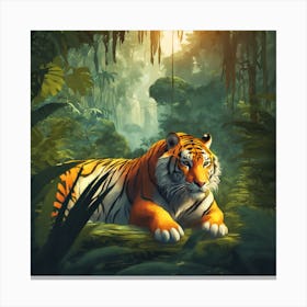 Tiger In The Jungle 25 Canvas Print
