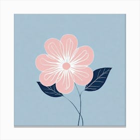 A White And Pink Flower In Minimalist Style Square Composition 229 Canvas Print