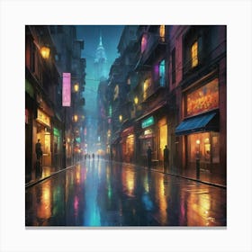 Hong Kong City At Night City art print Canvas Print