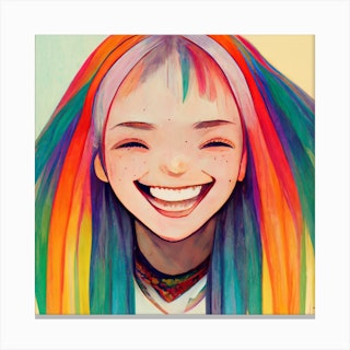 Rainbow Smiles Square Canvas Print