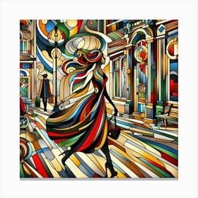 Woman Walking Down The Street 4 Canvas Print