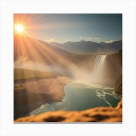 Sunrise Over A Waterfall Canvas Print