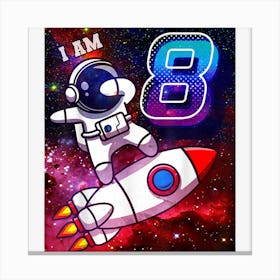 Kids 8 Years Old Birthday Boy Astronaut Space 8th B Day Canvas Print