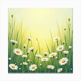 Daisies Scattered Across A Watercolor Meadow, Glowing In Sunlight 1 Canvas Print