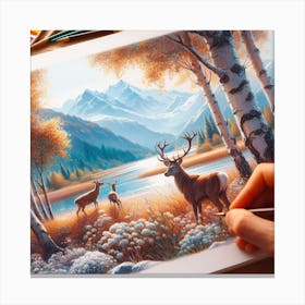 Deer In The Forest Canvas Print