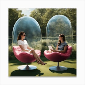 Two Women Sitting In Chairs Canvas Print