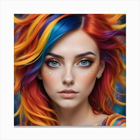 Rainbow Haired Girl Canvas Print