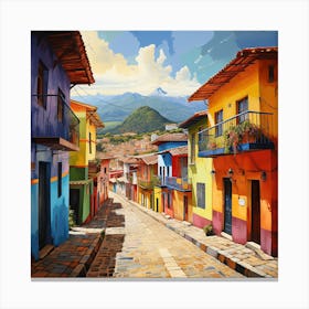 Colorful Street In Colombia 1 Canvas Print