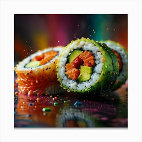 Sushi On A Colorful Background Canvas Print