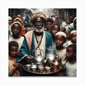 Man With A Tray Canvas Print