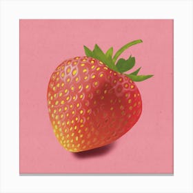 Berry Sweet - Modern Minimalist Strawberry On Pink Canvas Print