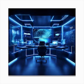 Futuristic Computer Room Canvas Print