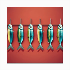 Hanging yummy sardines Canvas Print