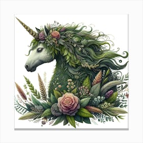 Unicorn With Flowers Canvas Print