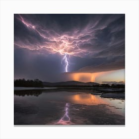 Lightning Over Lake Canvas Print