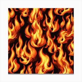 Flames On Black Background 10 Canvas Print